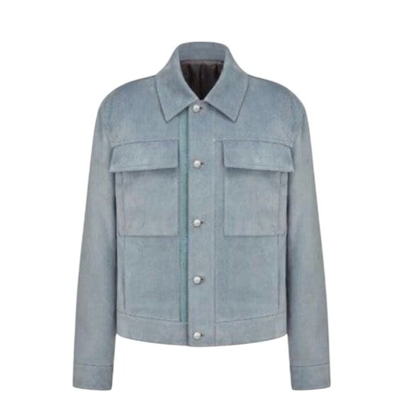 DIOR Men's Suede Leather Harrington Jacket in Blue - Picture 2 of 6